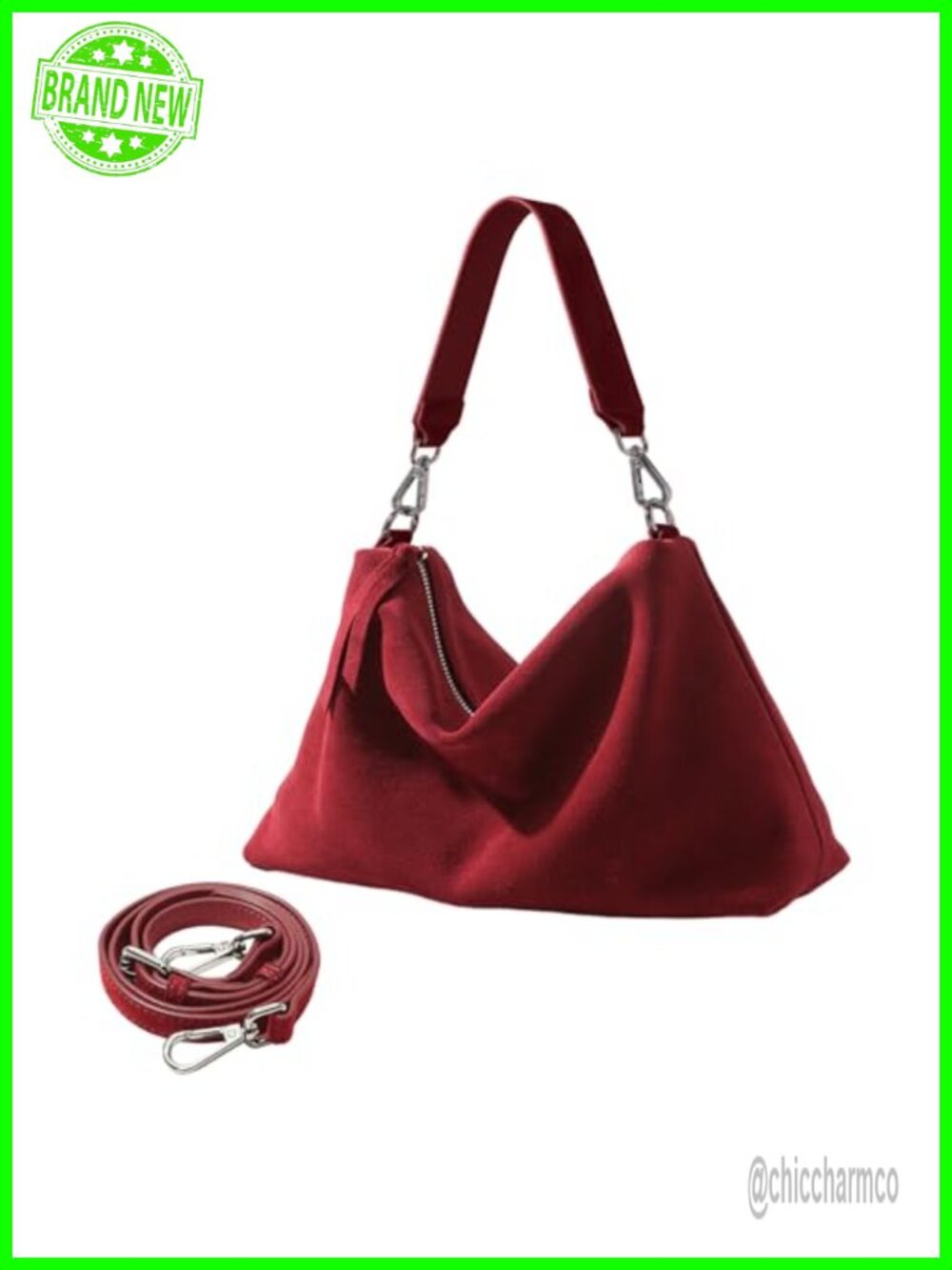 Genuine Leather Suede Tote Bag Hobo Shoulder Crossbody Purse